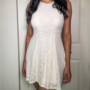 City Triangles Cream Lace Mini Dress